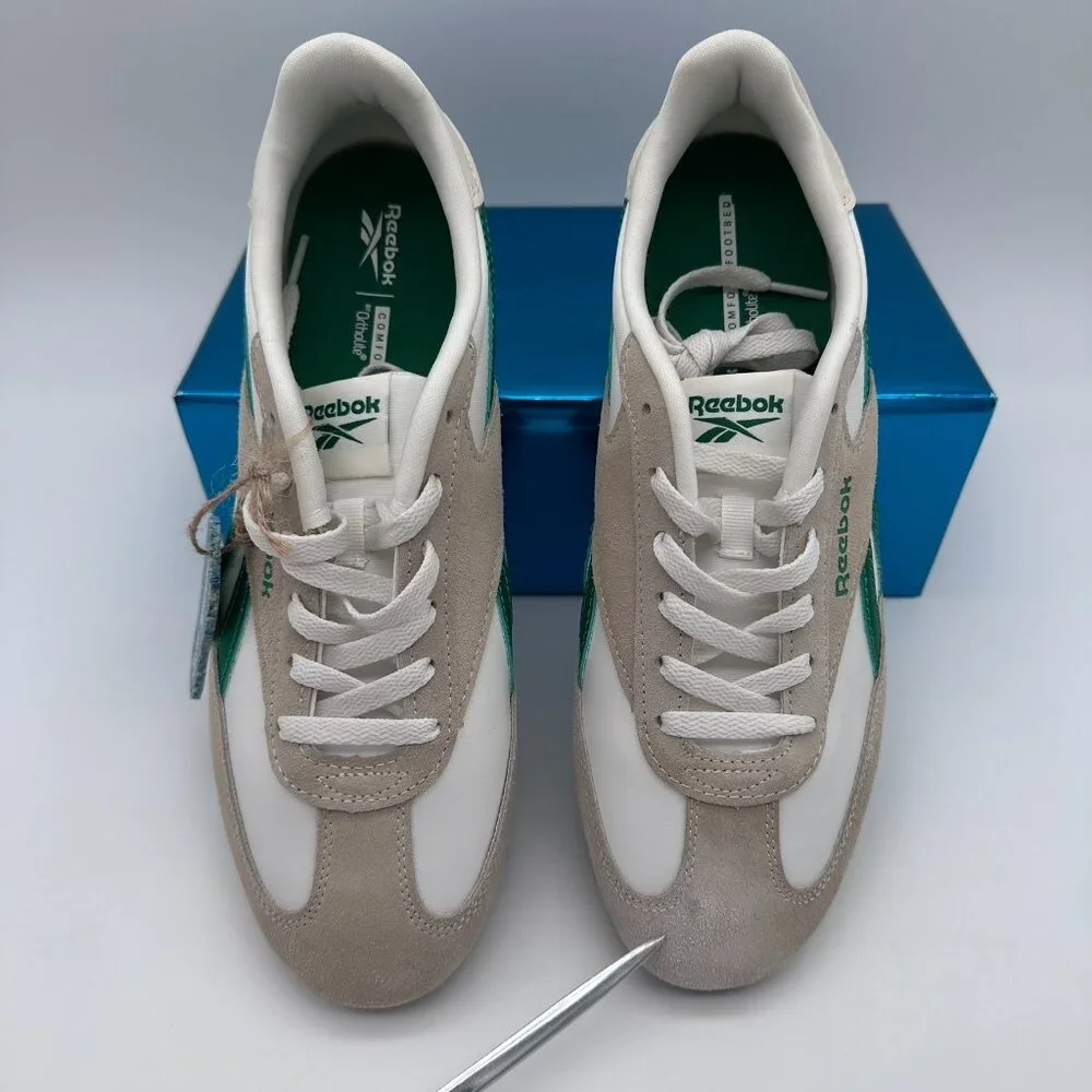 Reebok Men's Fiori Casual Retro White Ortholite Sneaker, Size 10.5,‎ Green/White